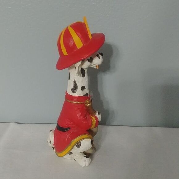 Small Firehouse Dalmation Figurine Whimsical Firefighter Decor - Picture 4 of 8